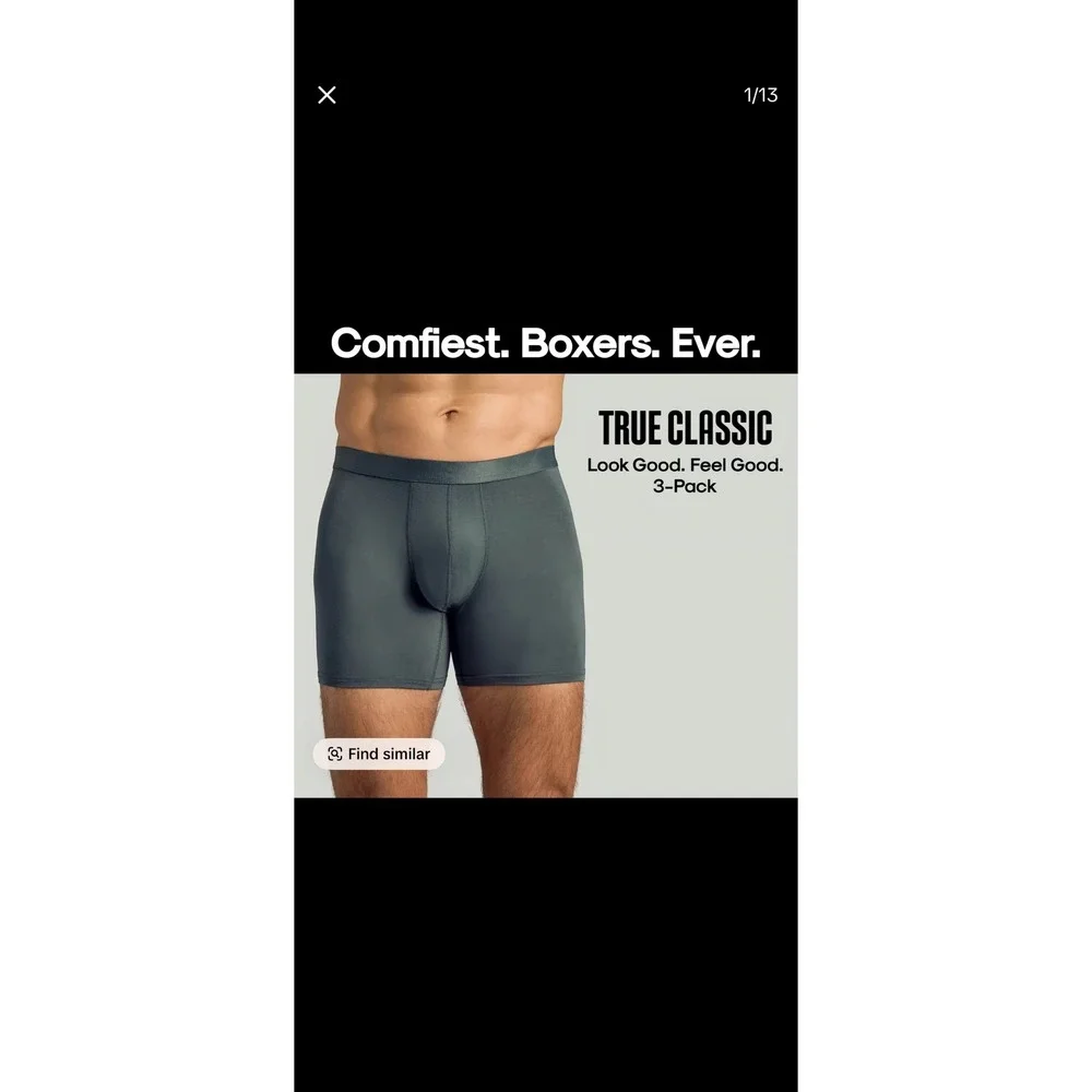 True Classic Boxer Brief 3-Pack Carbon Micromodal Stretch Mens Underwear